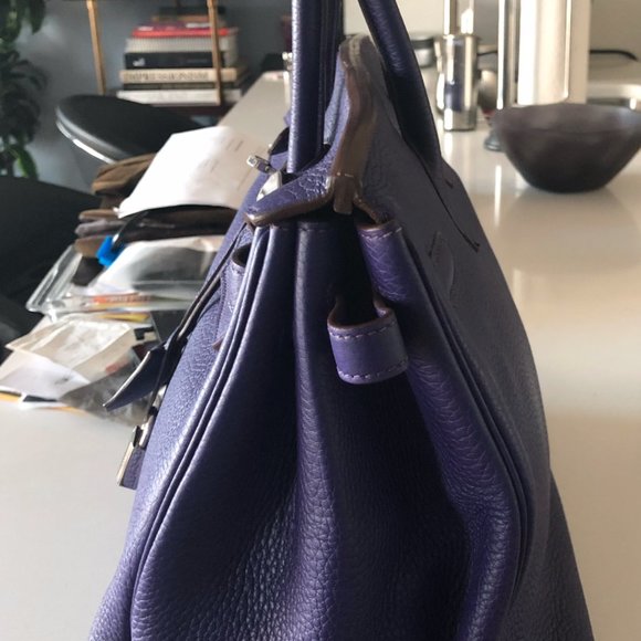 Hermes Togo Birkin Bag; Iris; 40; Palladium - Picture 3 of 7